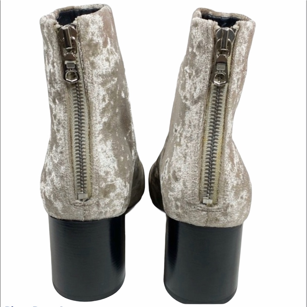 Rag & Bone Drea Crushed Velvet Ankle Zip Boots Dove Beige Sz 5 EU 35 NIB NWT - Picture 4 of 7